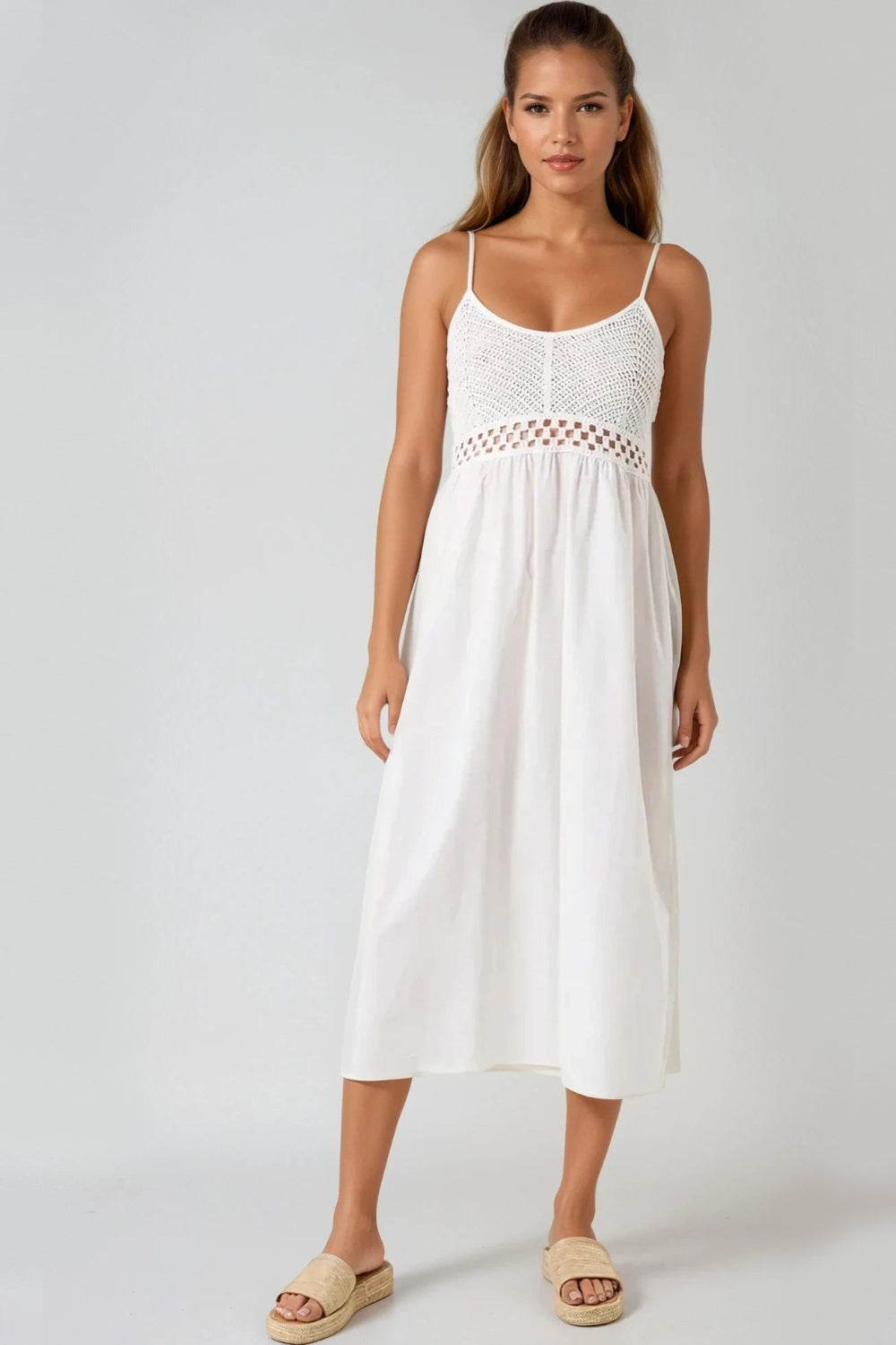 White Crochet Cami Dress